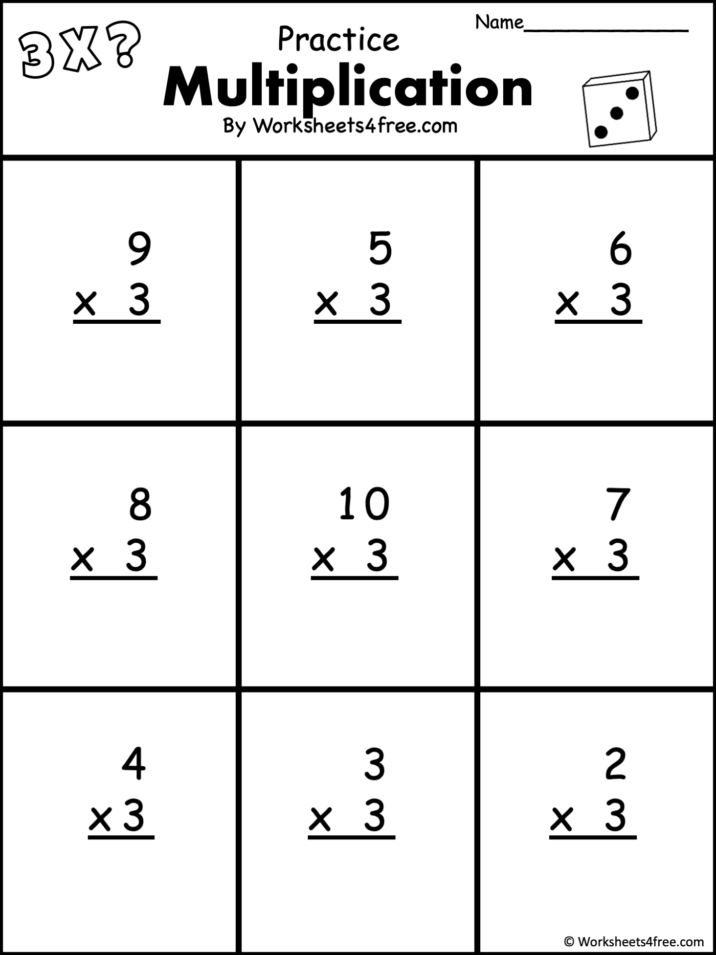 Free 1 Digit Multiplication Worksheet 3s Worksheets4Free 3 Digit By 3 Digit Multiplication Worksheets Exam Math Multiplication Made By Teachers
