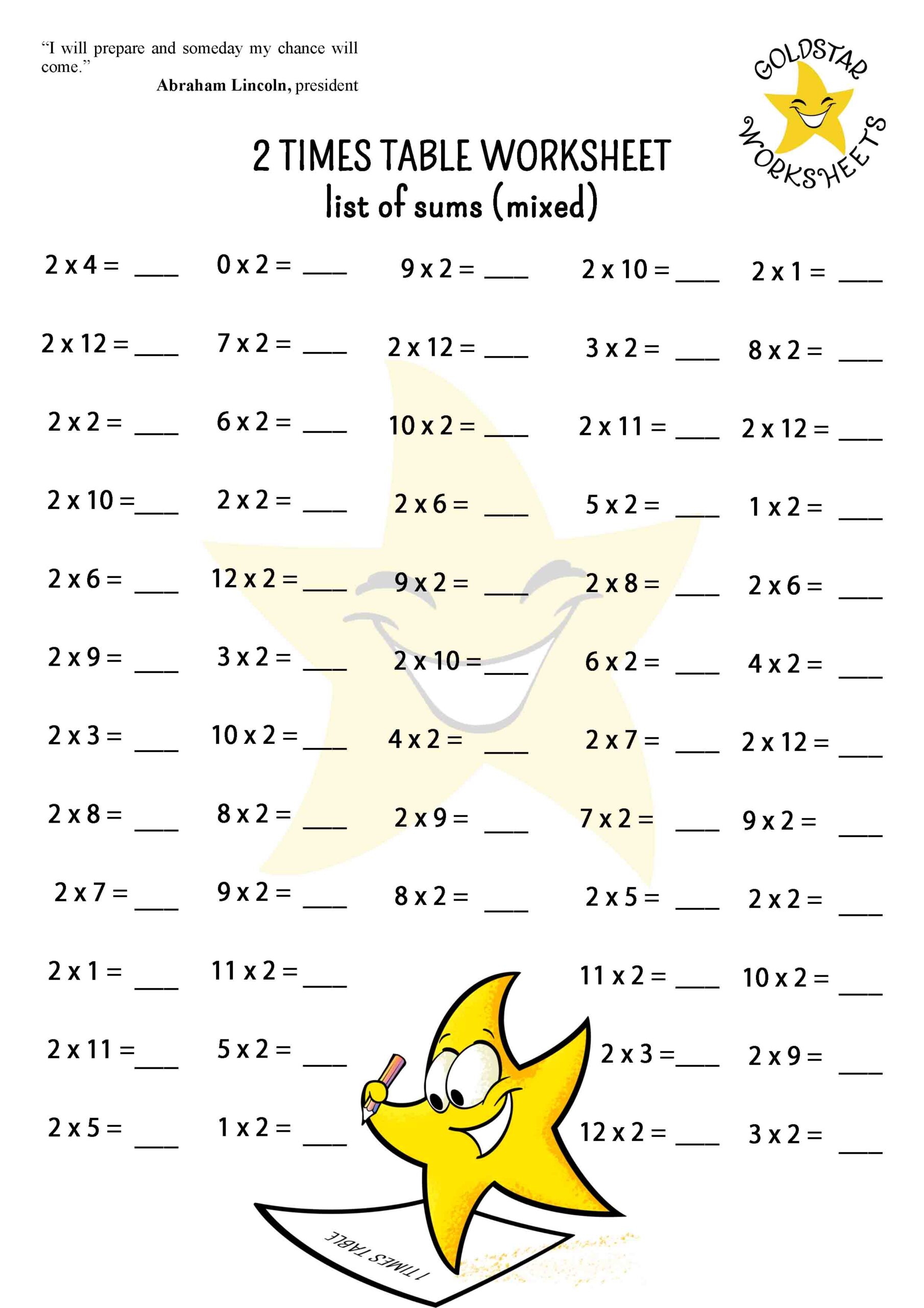 Free 2 Times Table Worksheets Fun Creative And Easy To Print 2 Times Table Worksheet Page