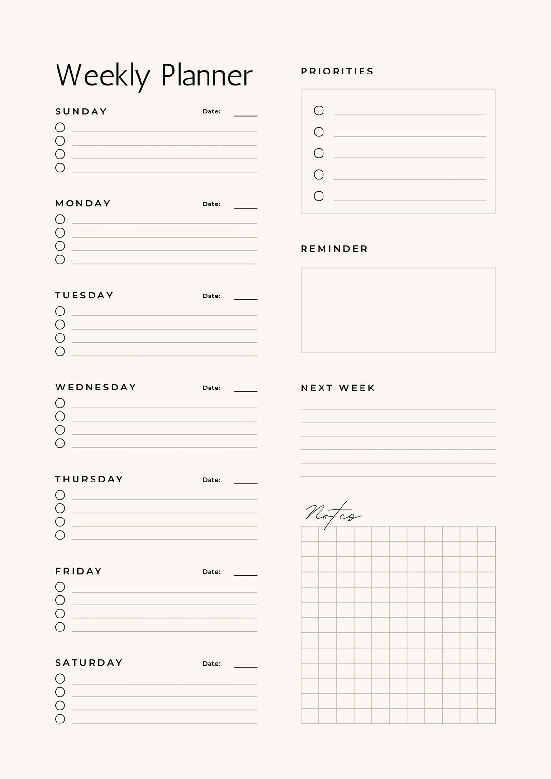 Free Printable Customizable Weekly Calendar Templates Canva