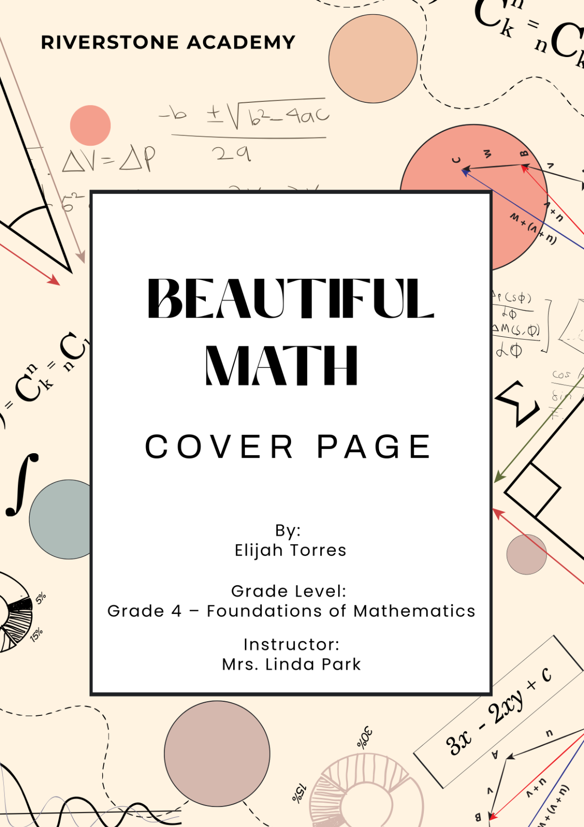 Free Cute Background Math Cover Page Template To Edit Online