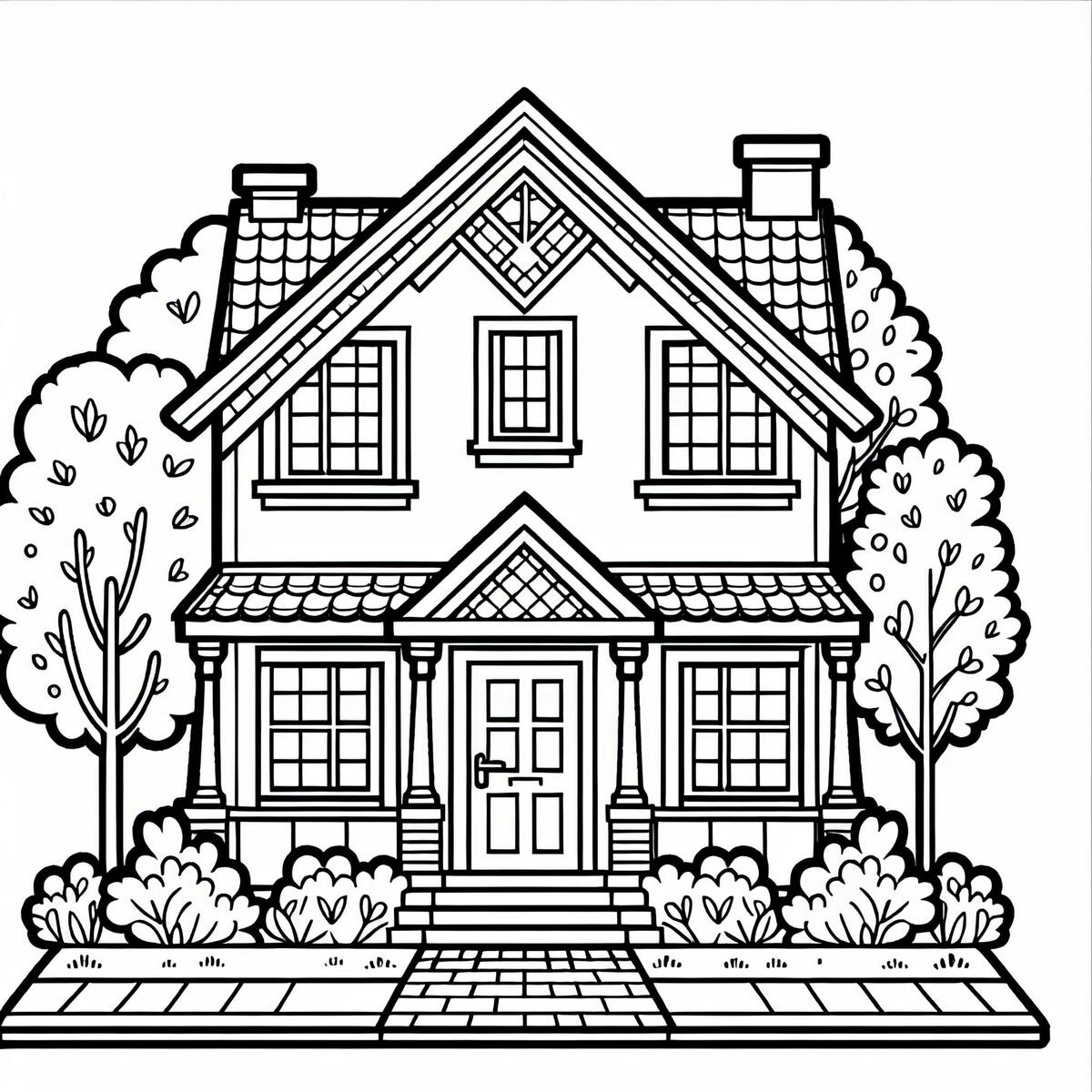 Free Coloring Page Of A Single family House