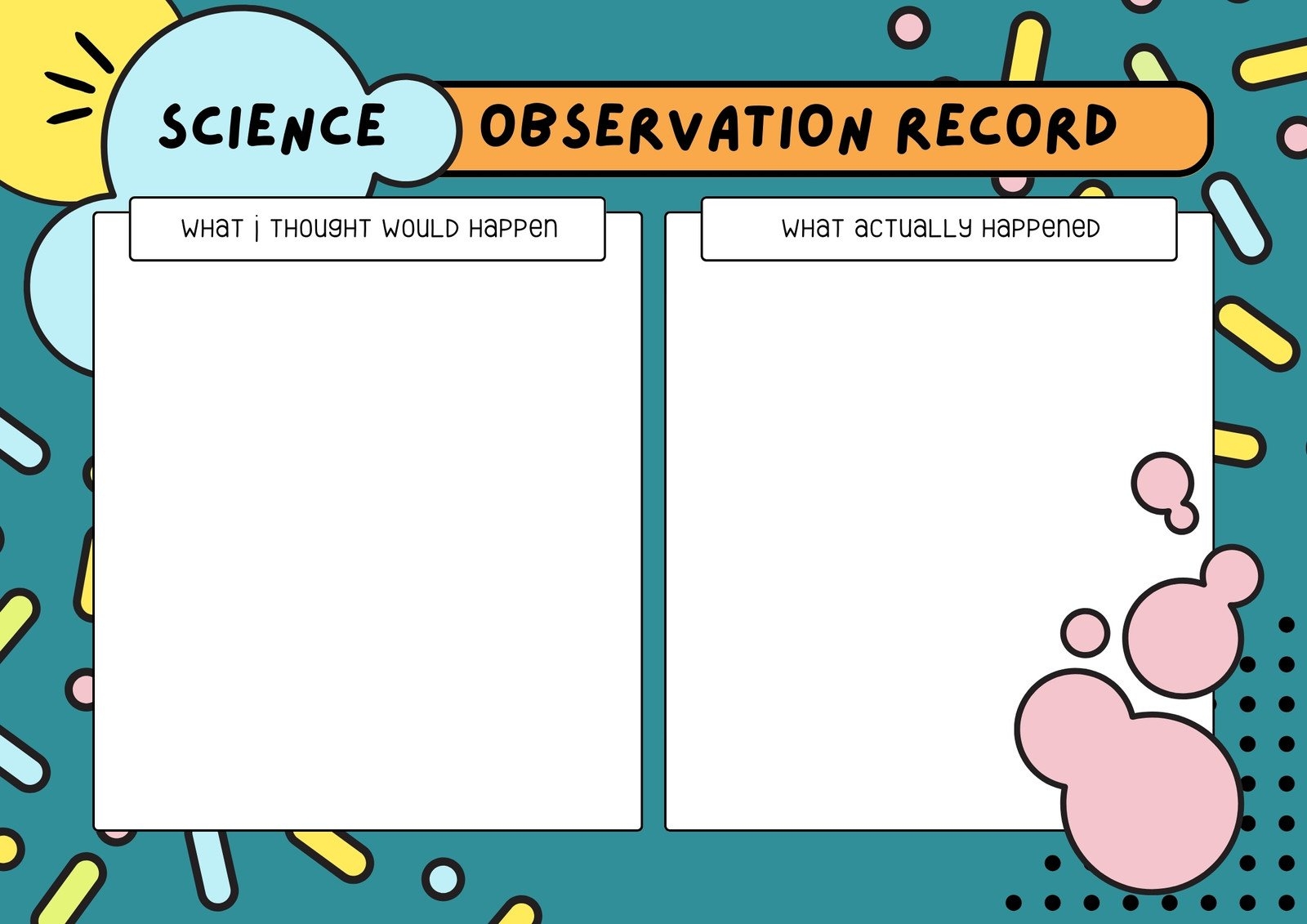 Free Science Observation Templates By Storyboard That