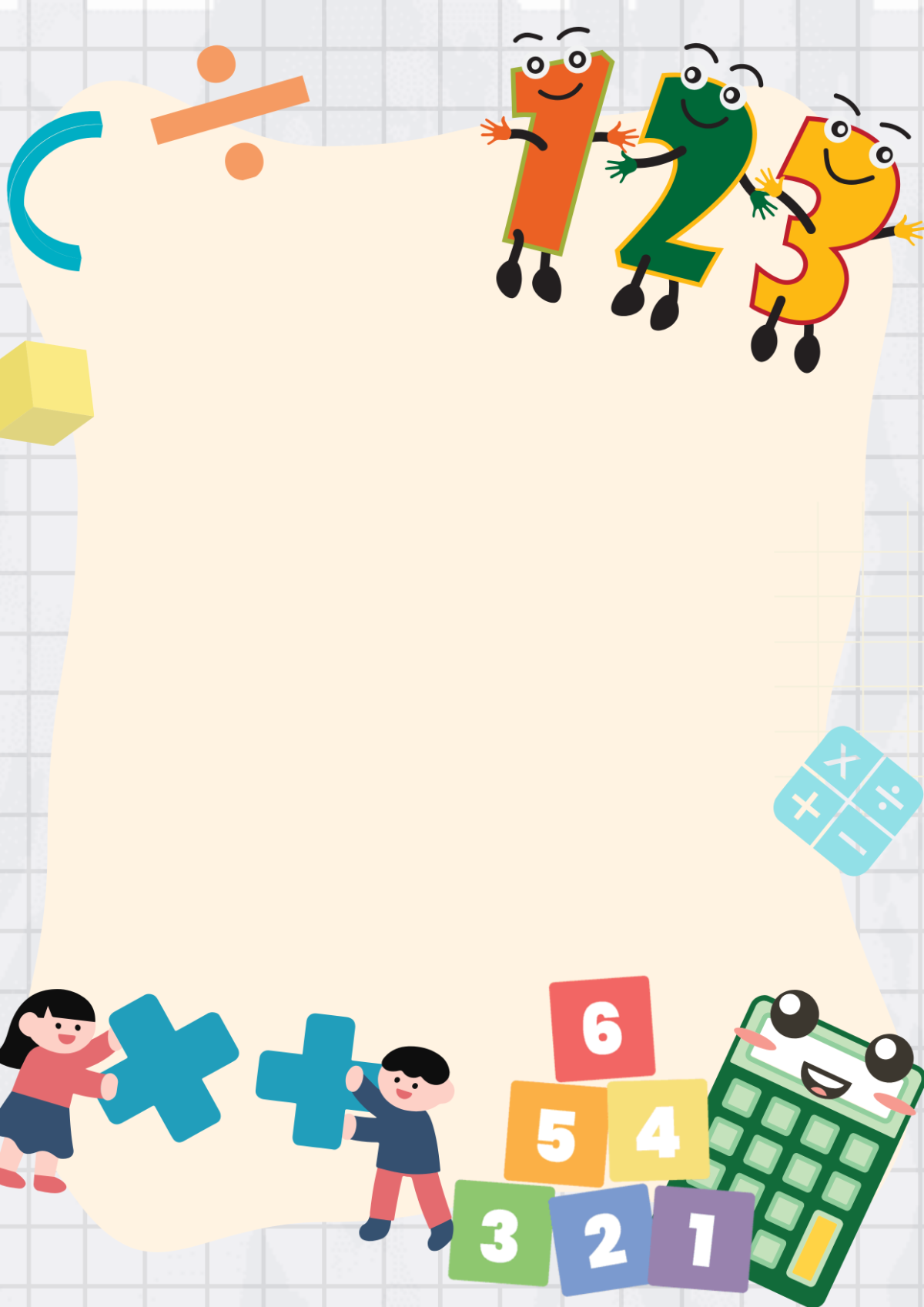 Free Cute Background Math Cover Page Template To Edit Online