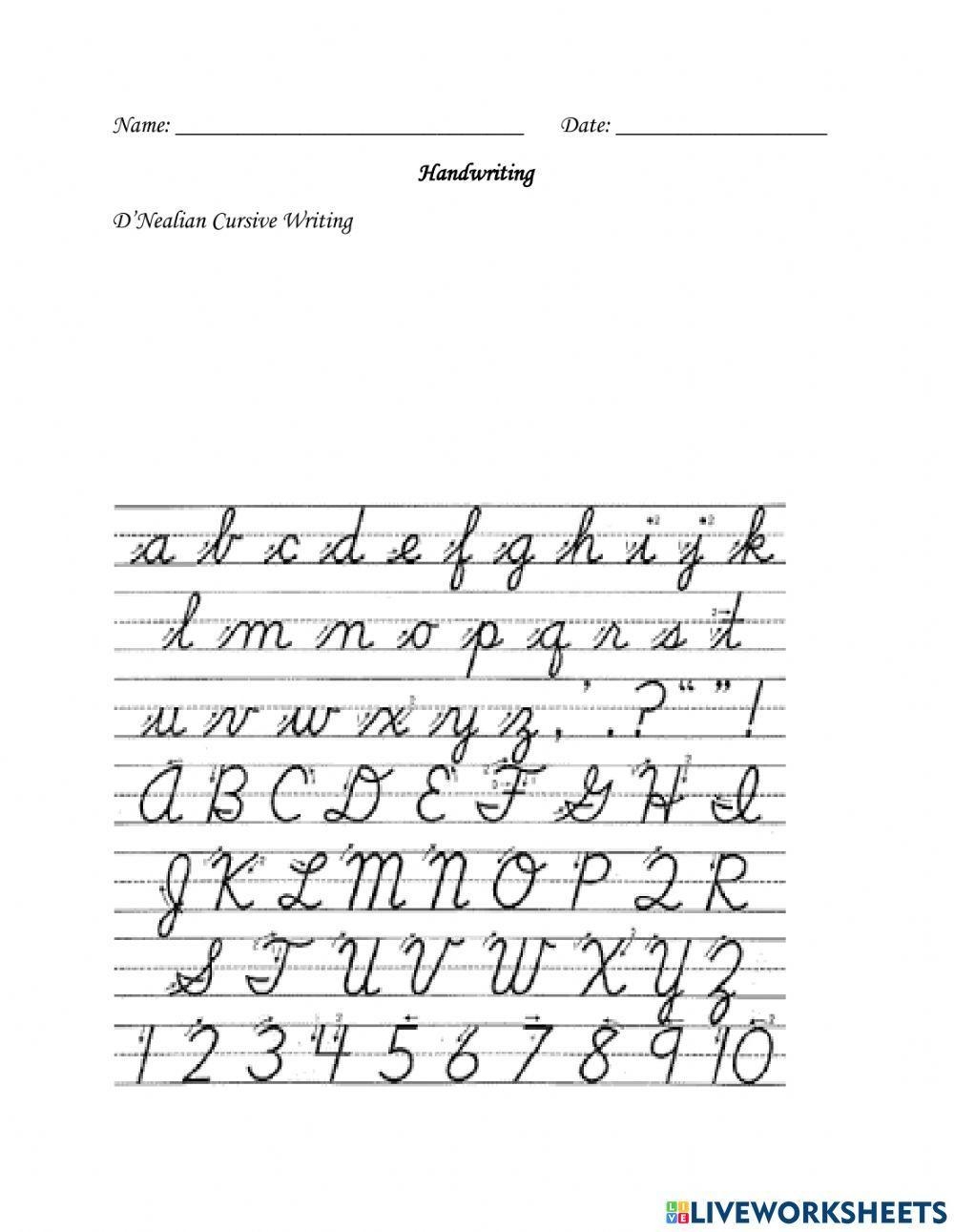 Alphabet Handwriting Practice For Kids Printable Letter Tracing Worksheets Handwriting Practice For Kids Landscape Oriented D Nealian Etsy Israel