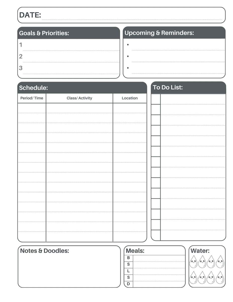 Free Daily Student Schedule Planner FREE Download