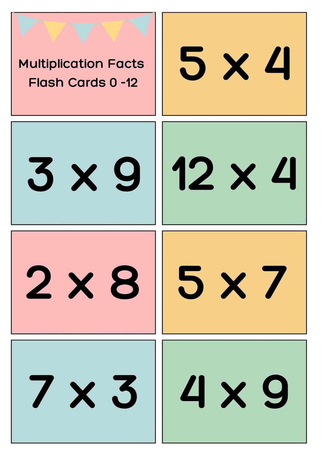 Multiplication Flashcards Superstar Worksheets