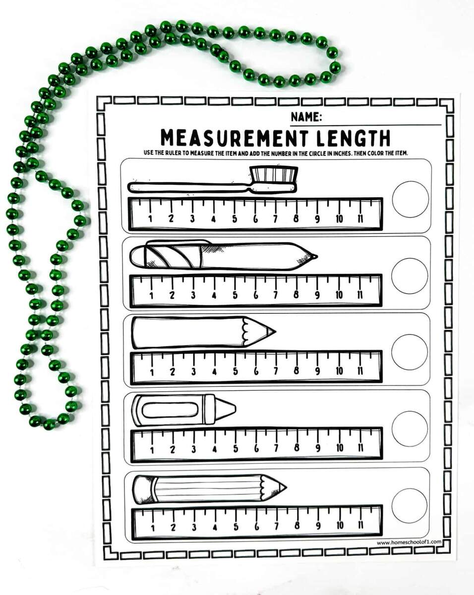 Free Measurement Worksheet For 1st Grade