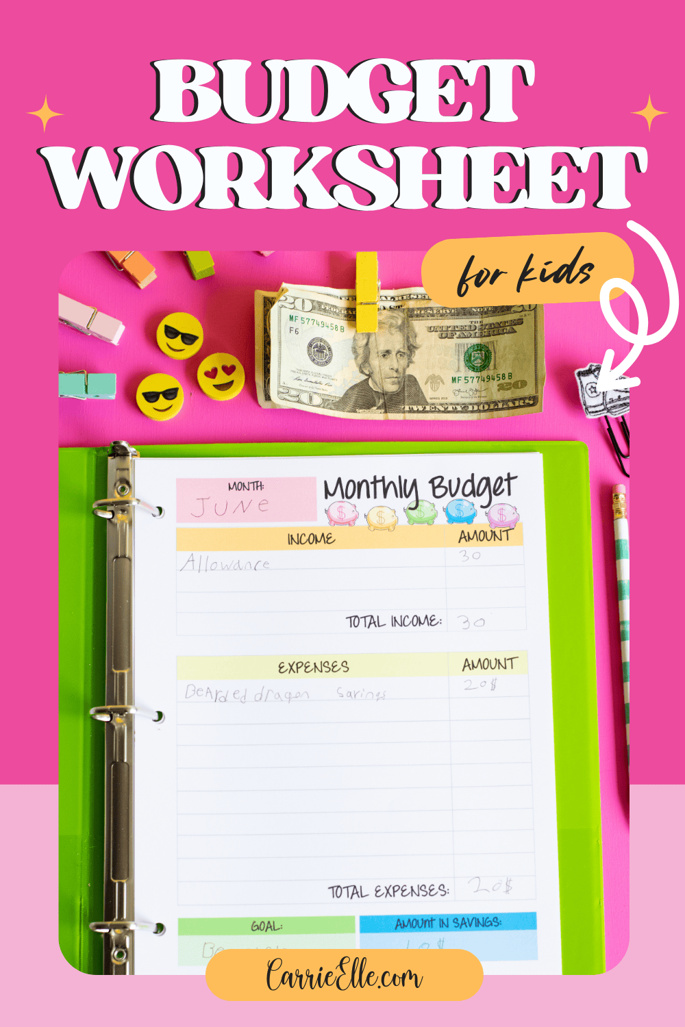 Free Monthly Budget Printable For Kids Carrie Elle Free Monthly Budget Printable For Kids Carrie Elle