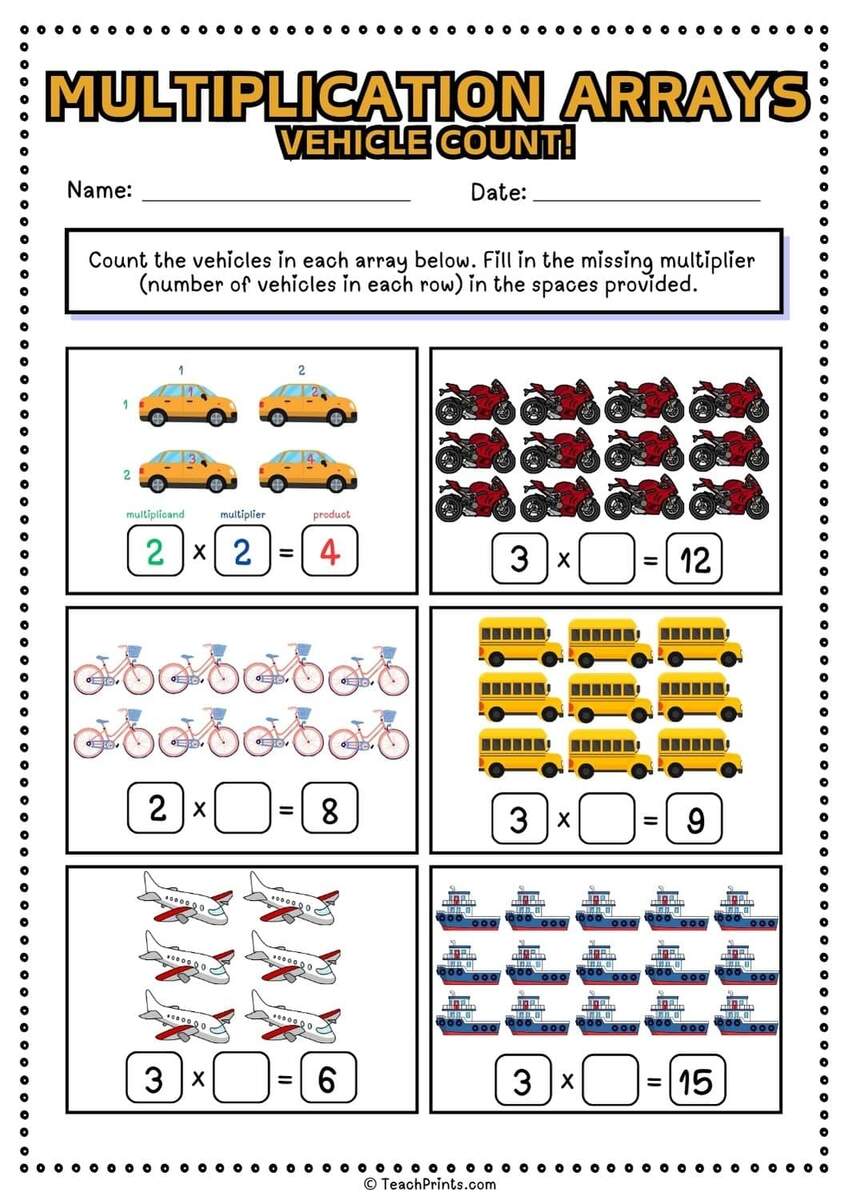 Free Multiplication Arrays Worksheets Teach Prints Beginning Multiplication Worksheets