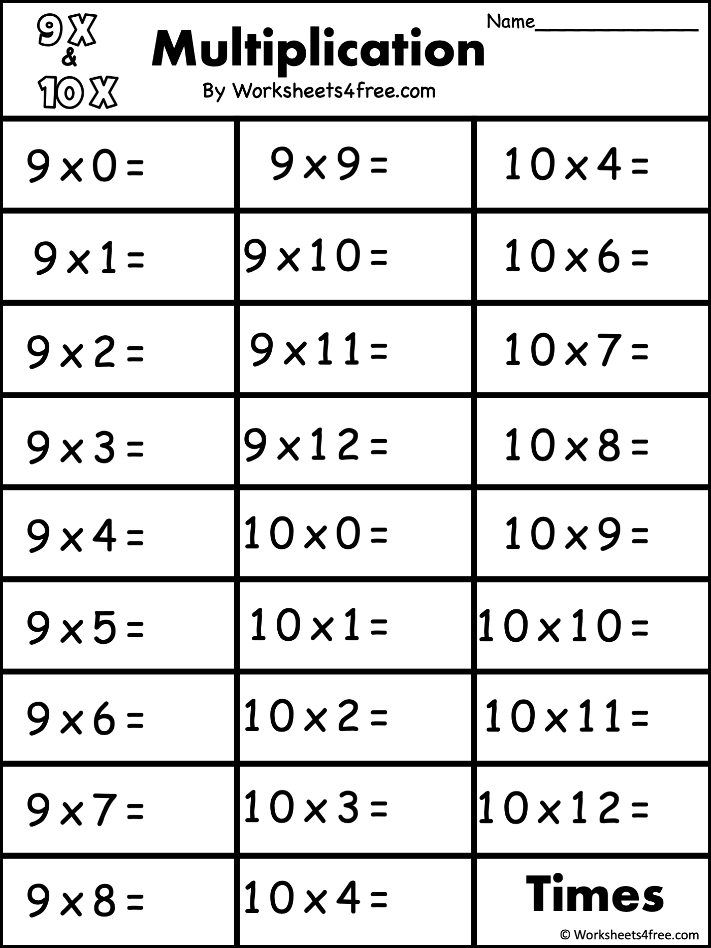 9 Times Table