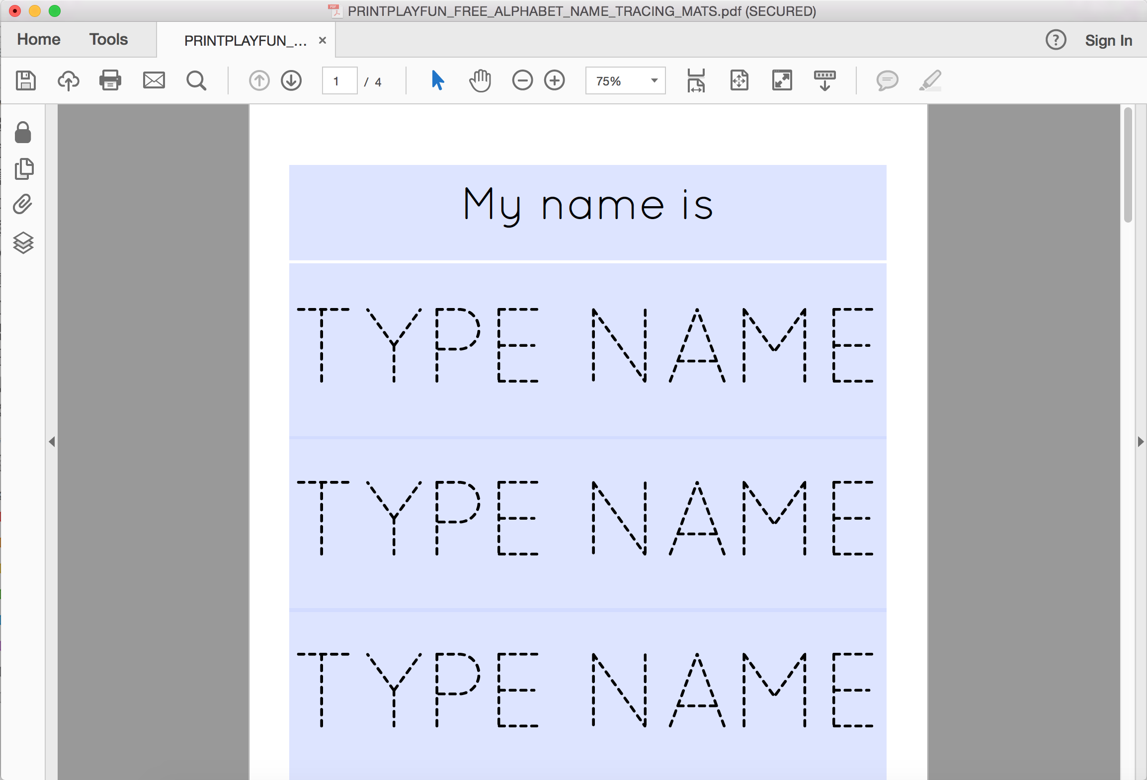 FREE Name And Alphabet Tracing Mats My Party Design Worksheets Library