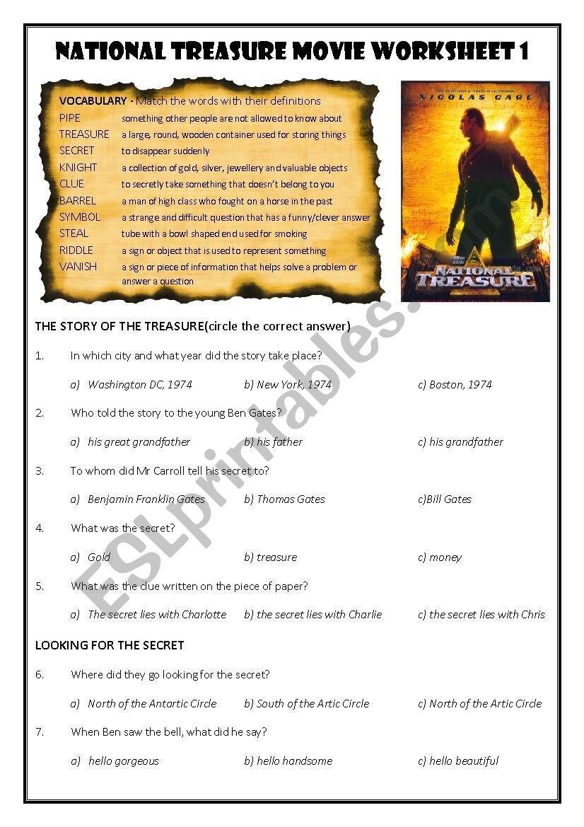 Free National Treasure Worksheet Download Free National Treasure Worksheet Png Images Free Worksheets On Clipart Library