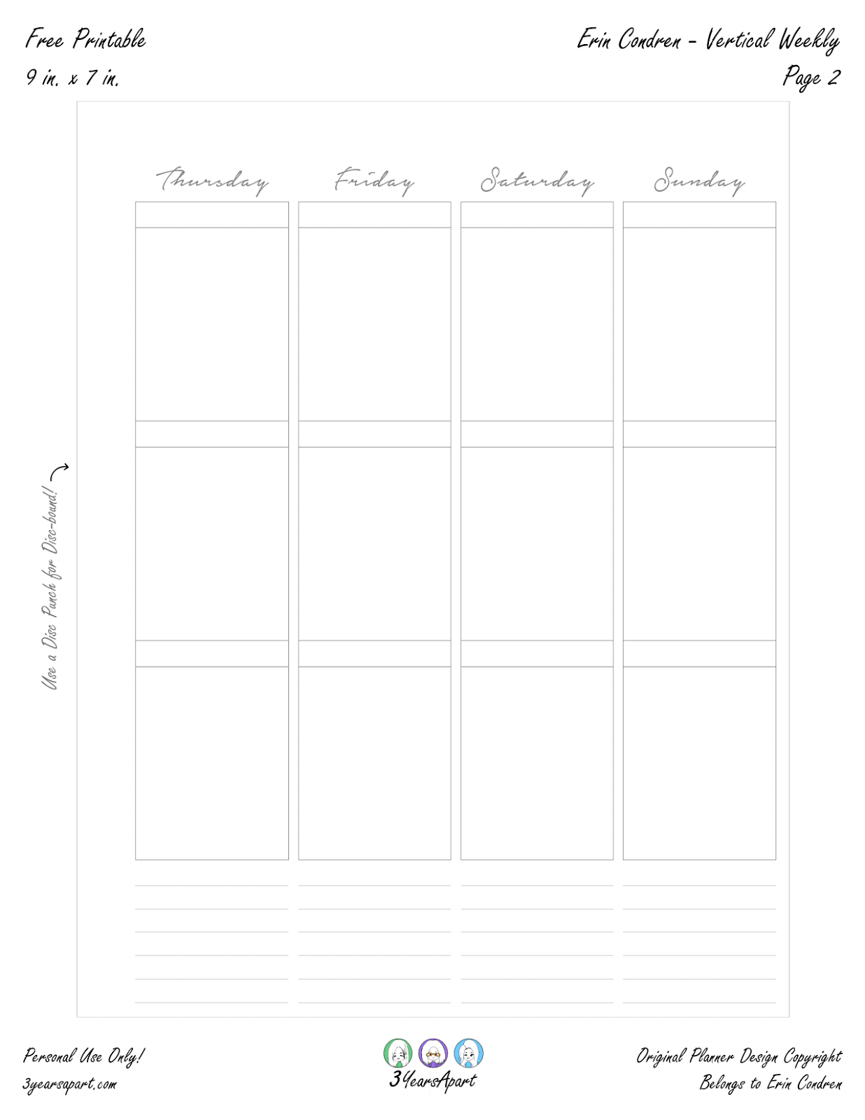 Free Planner Printable Vertical Weekly Inserts Ring Discbound Printable 3 Years Apart Free Planner Printable Vertical Weekly Inserts Ring Discbound Printable 3 Years Apart