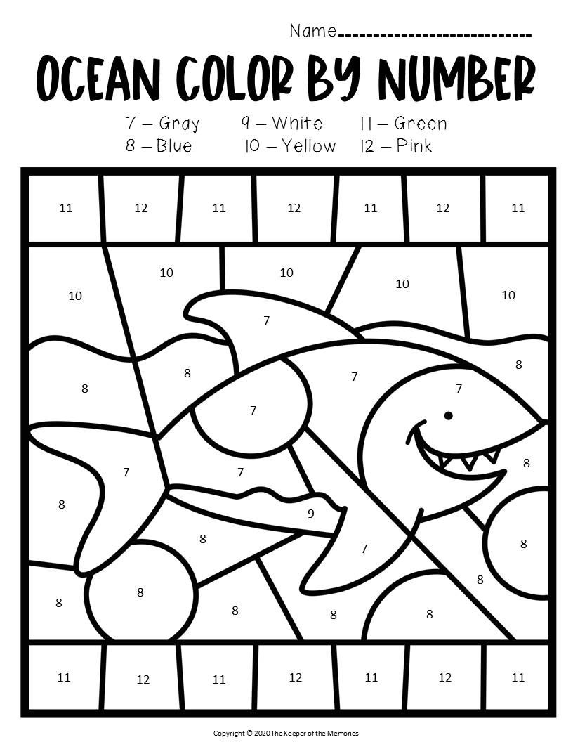 Free Printable Color By Number Ocean Preschool Worksheets