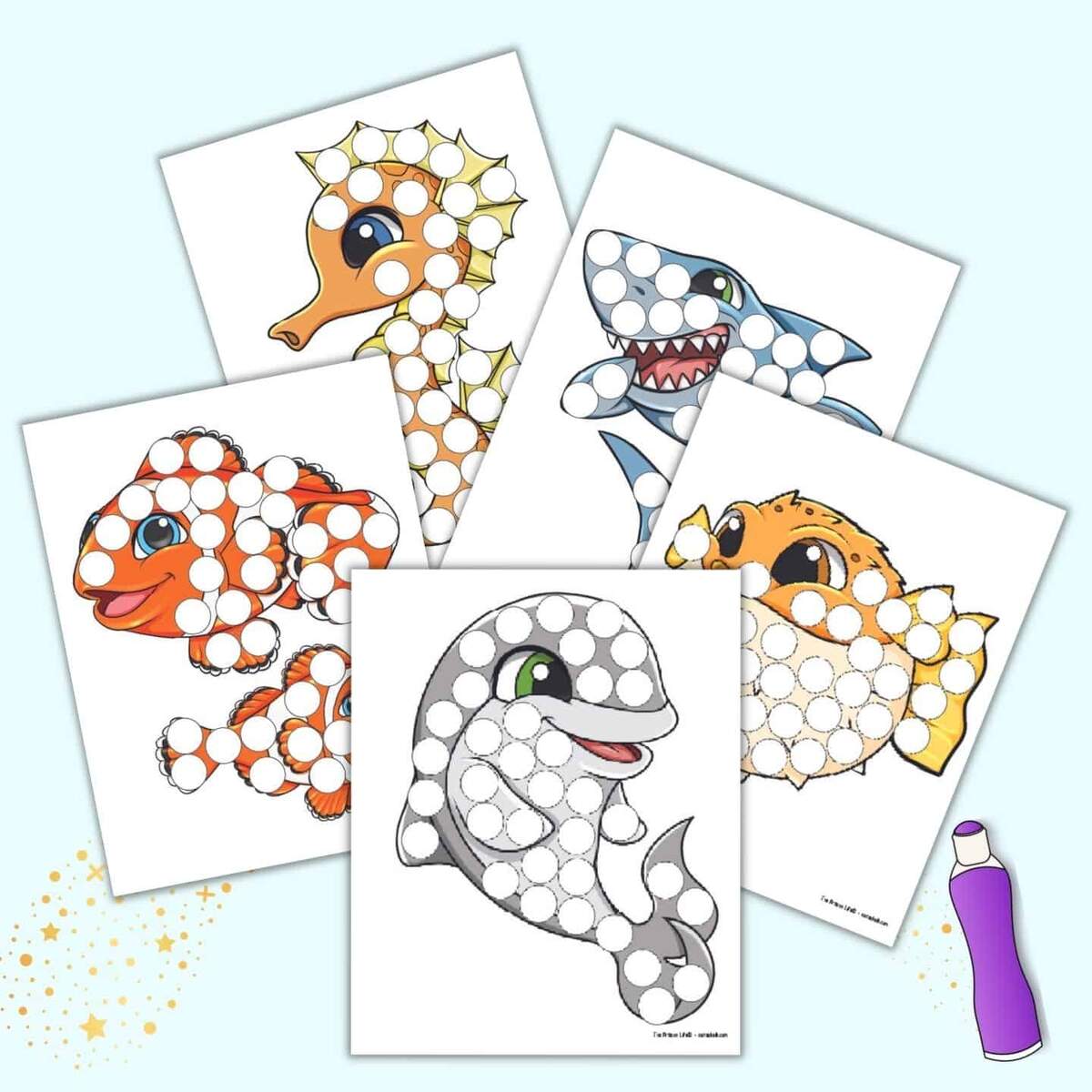 Free Printable Color Ocean Animal Dot Maker Pages The Artisan Life