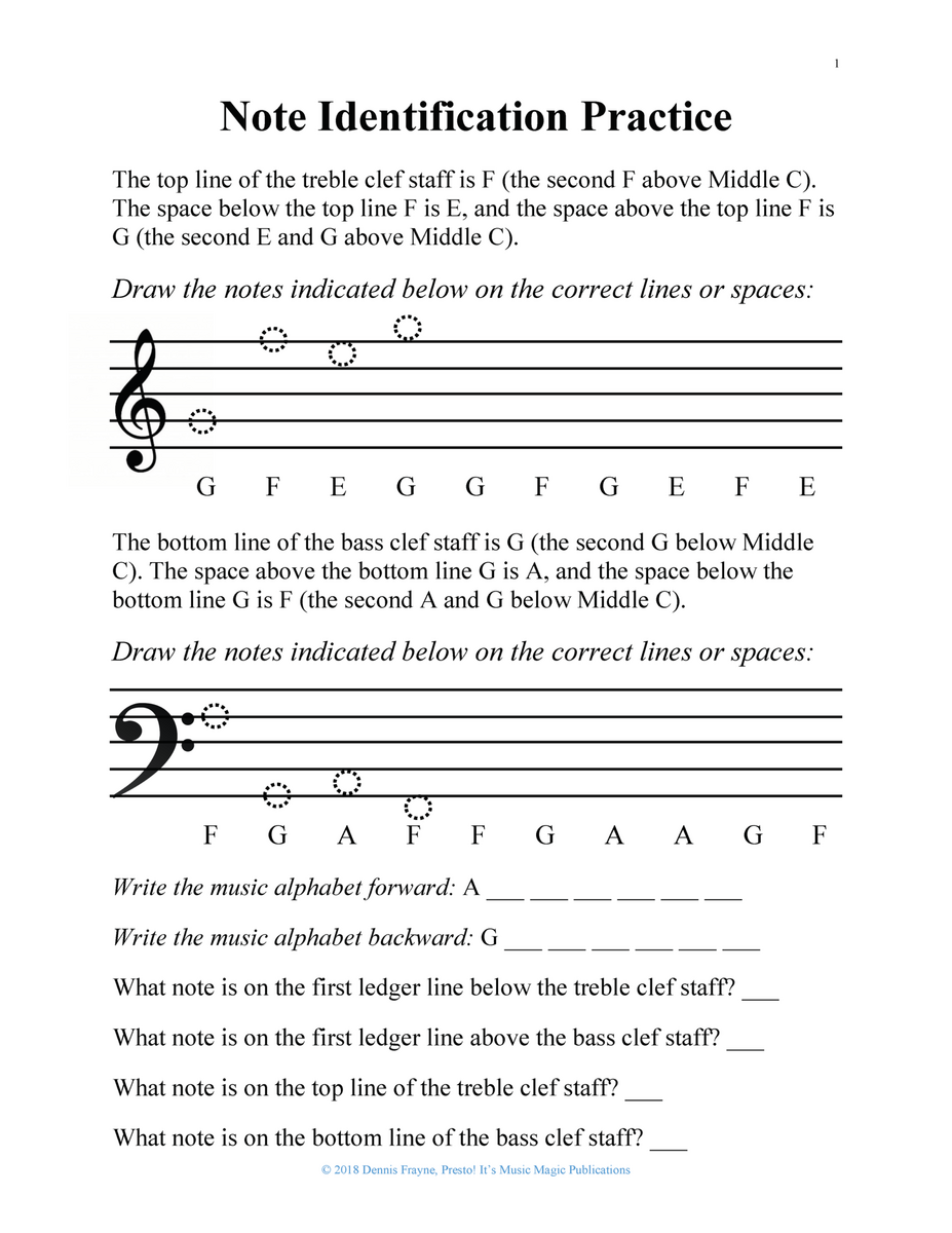 FREE Printable Music Note Naming Worksheets Presto It S Music Magic Publishing