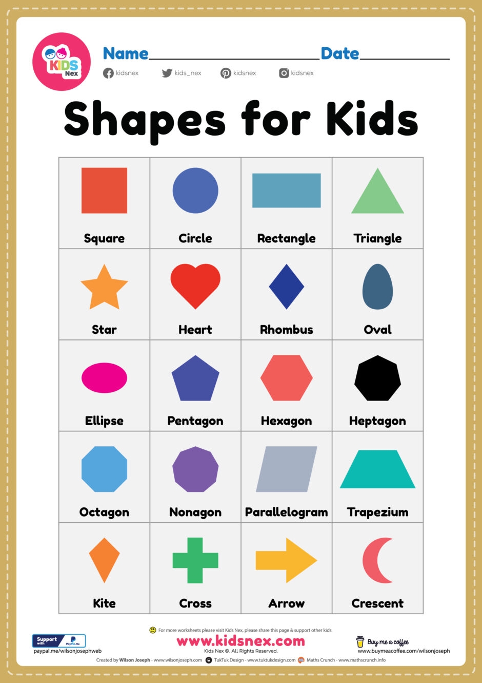 Printable Shapes Name Learning Chart Kids Stock Illustration 2316732411 Shutterstock