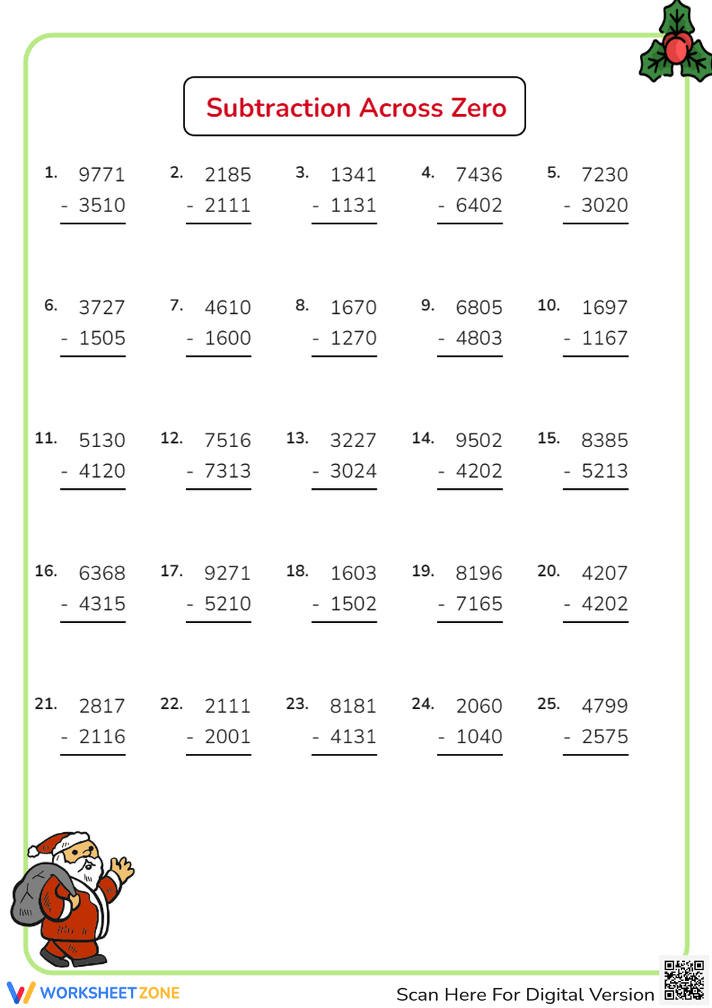 Free Printable Subtraction Across Zeros Worksheets Worksheets Library