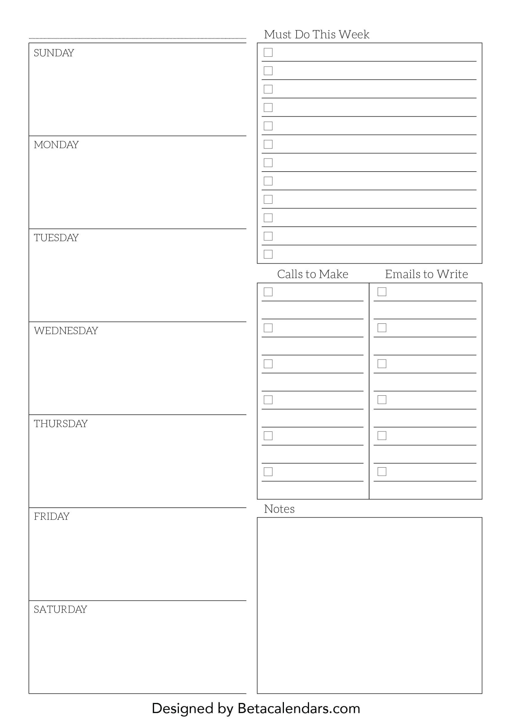 Free Printable Weekly Planner 2026 Templates