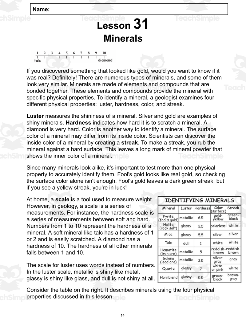 Free Reading Passage Minerals PDF By Teach Simple Free Reading Passage Minerals PDF By Teach Simple