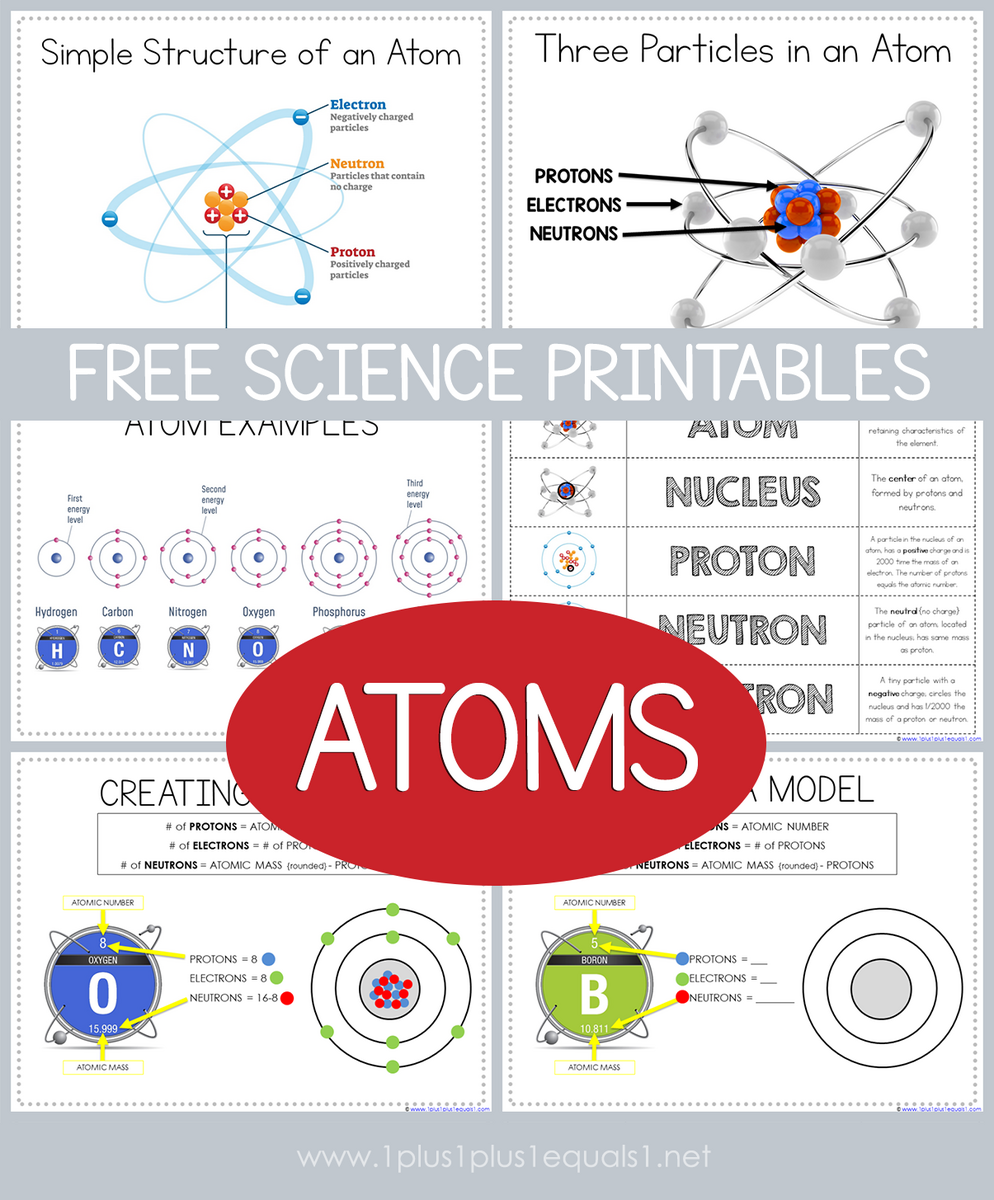 Free Science Printables Atoms 1 1 1 1