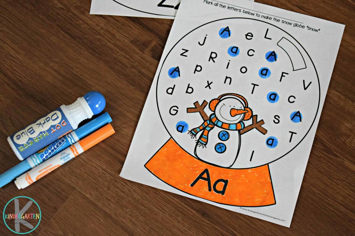 FREE Snow Globe Letter Find Winter Worksheets For Kindergarten FREE Snow Globe Letter Find Winter Worksheets For Kindergarten