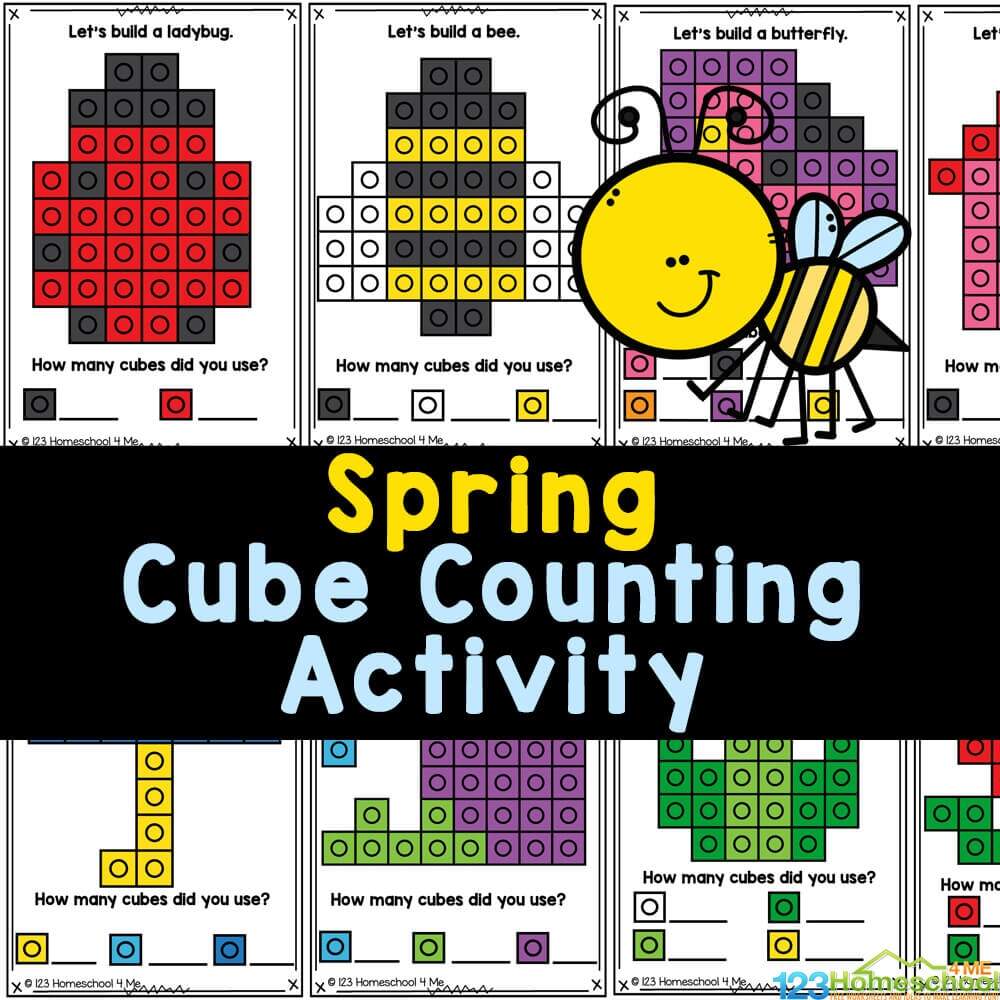 FREE Spring Math Activity With Snap Cube Pattern Cards