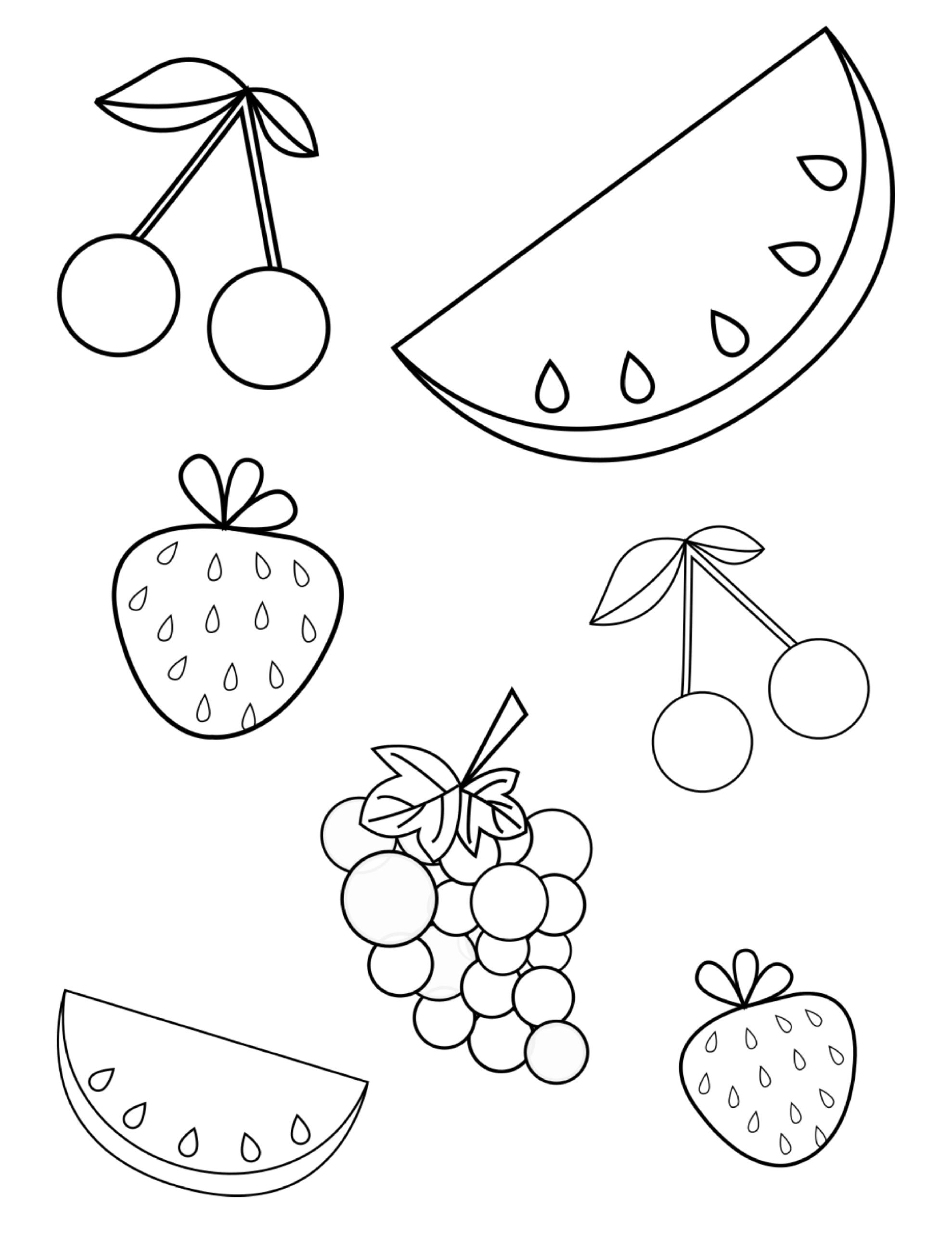 FREE Summer Fruits Coloring Page PDF For Toddlers Preschoolers