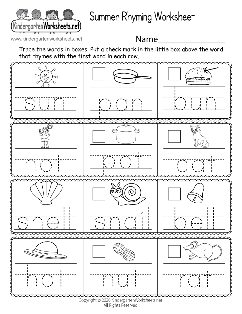 Free Preschool Summer Worksheet