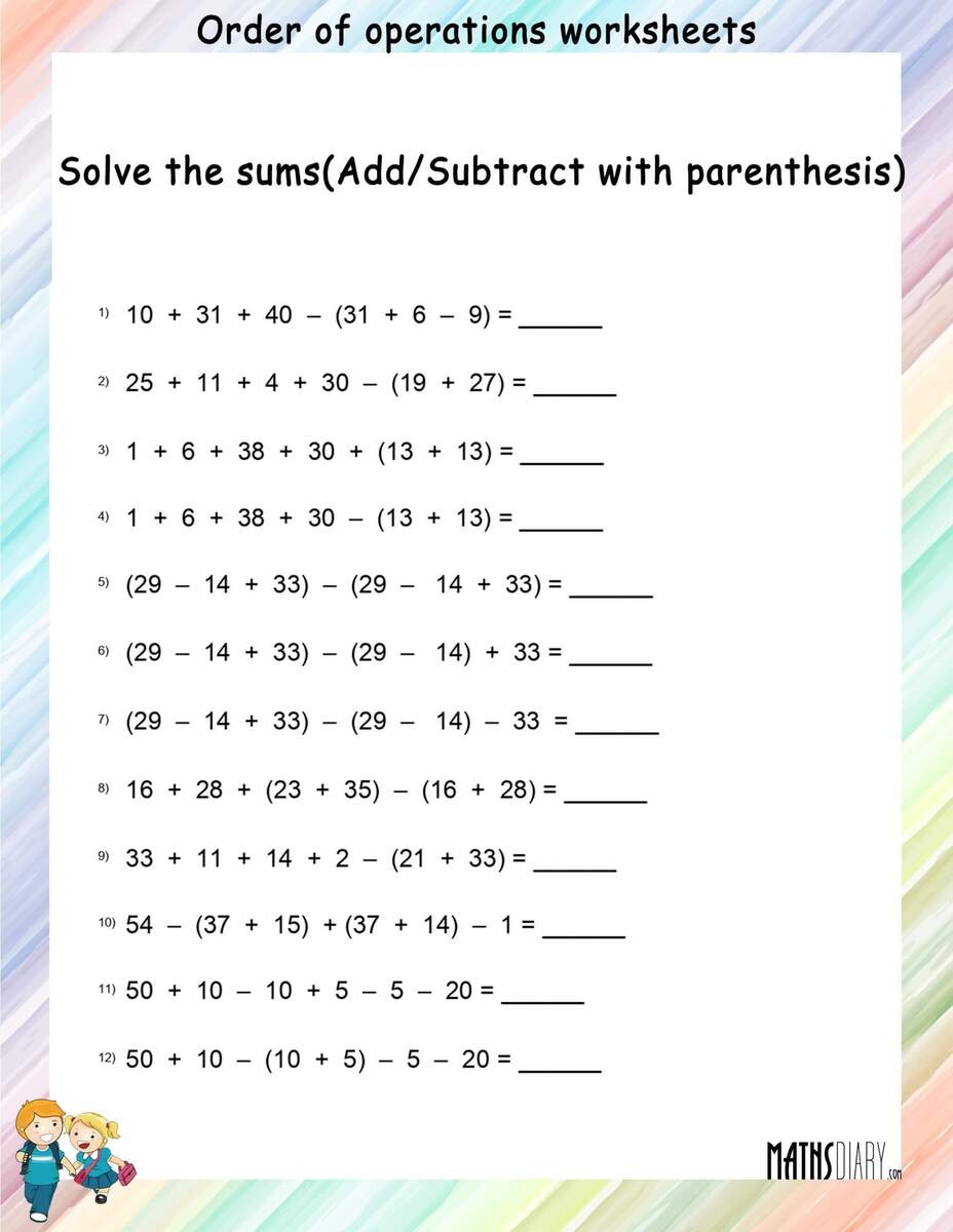 Order Of Operations Worksheets Superstar Worksheets