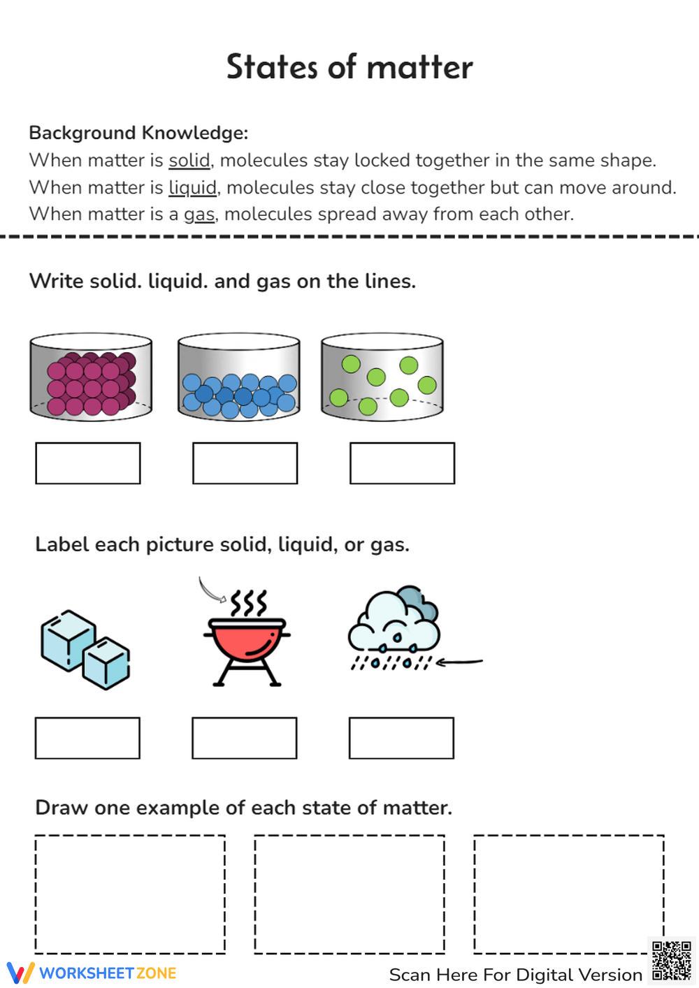 Grade 4 Classification Of Matter Solid Liquid Gas Worksheets