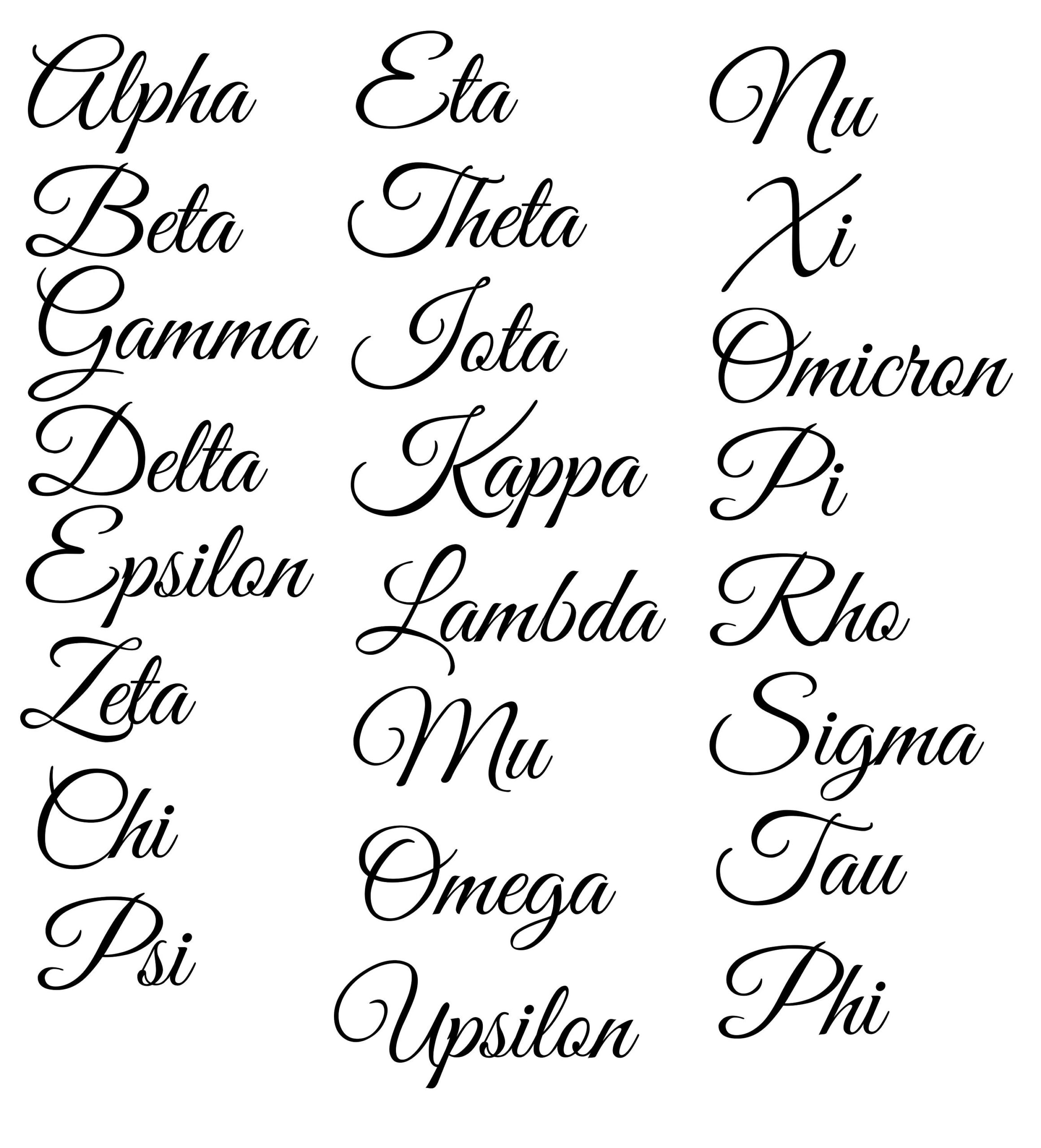 Greek Alphabet Cursive Etsy