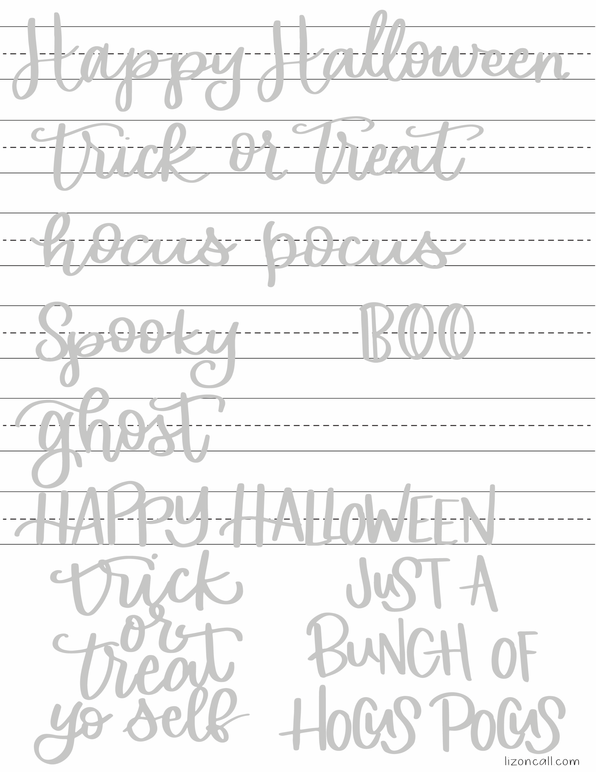 Halloween Hand Lettering Practice Sheet
