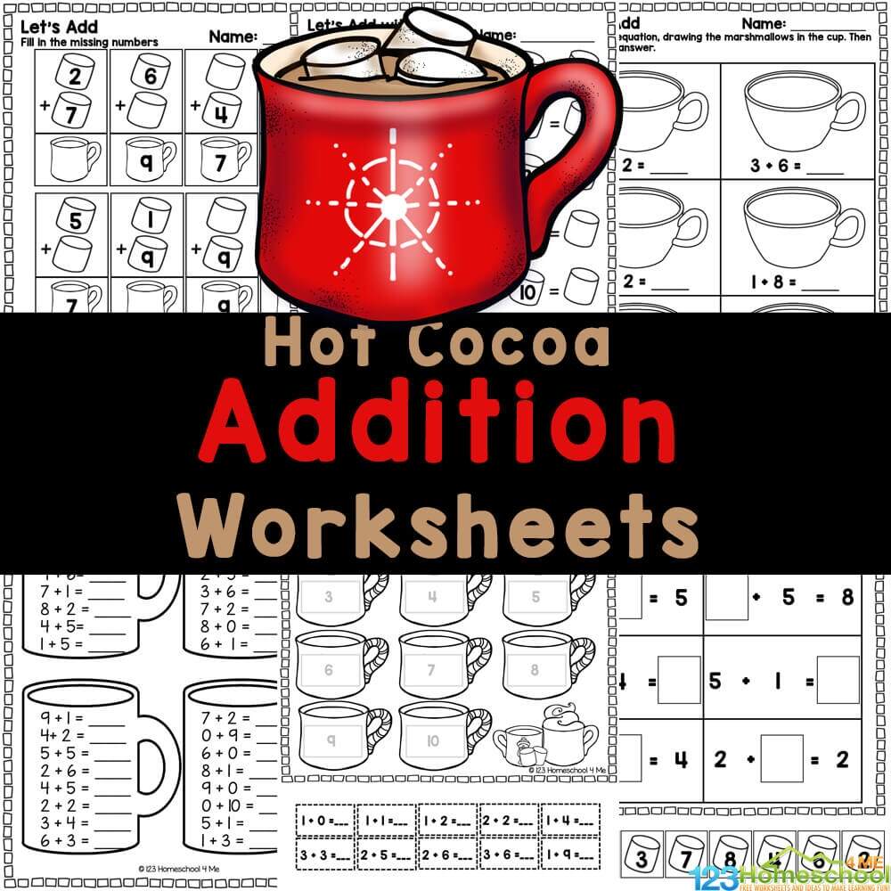 Hot Cocoa Marshmallow Addition Worksheets For Kindergarten Hot Cocoa Marshmallow Addition Worksheets For Kindergarten
