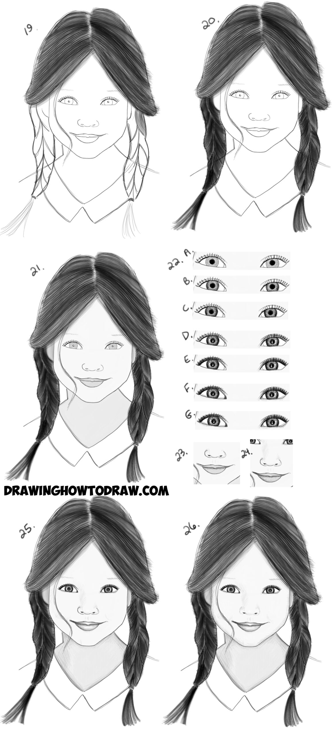 How To Draw A Realistic Cute Little Girl S Face Head Step By Step Drawing Tutorial For Beginners How To Draw Step By Step Drawing Tutorials