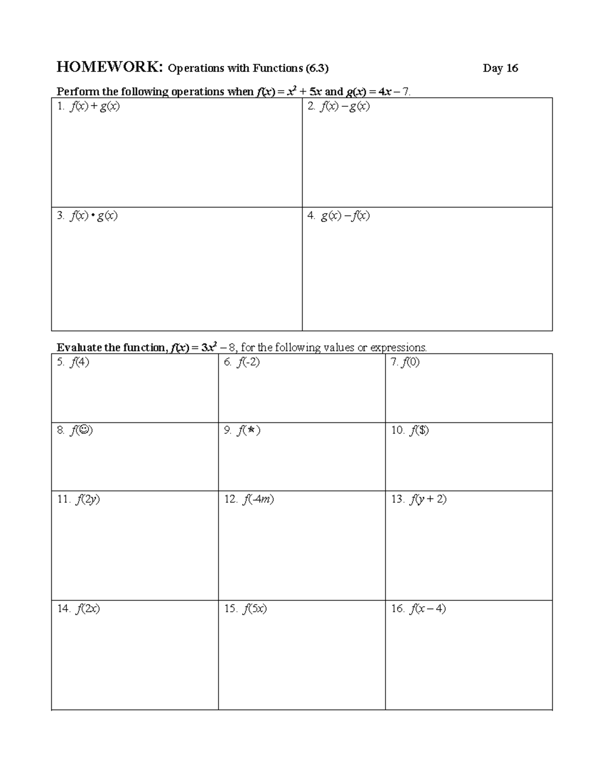 HW 5 Operations With Functions F X G X Day 16 Studocu Edia AI Platform For Student Outcomes