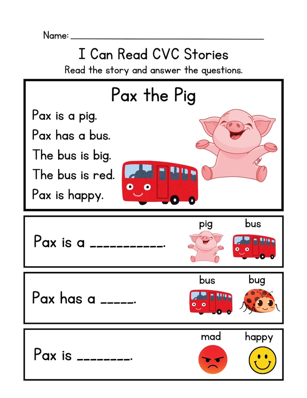 I Can Read CVC Stories Workbook 40 Short And Simple Stories To Build Early Reading Confidence Etsy