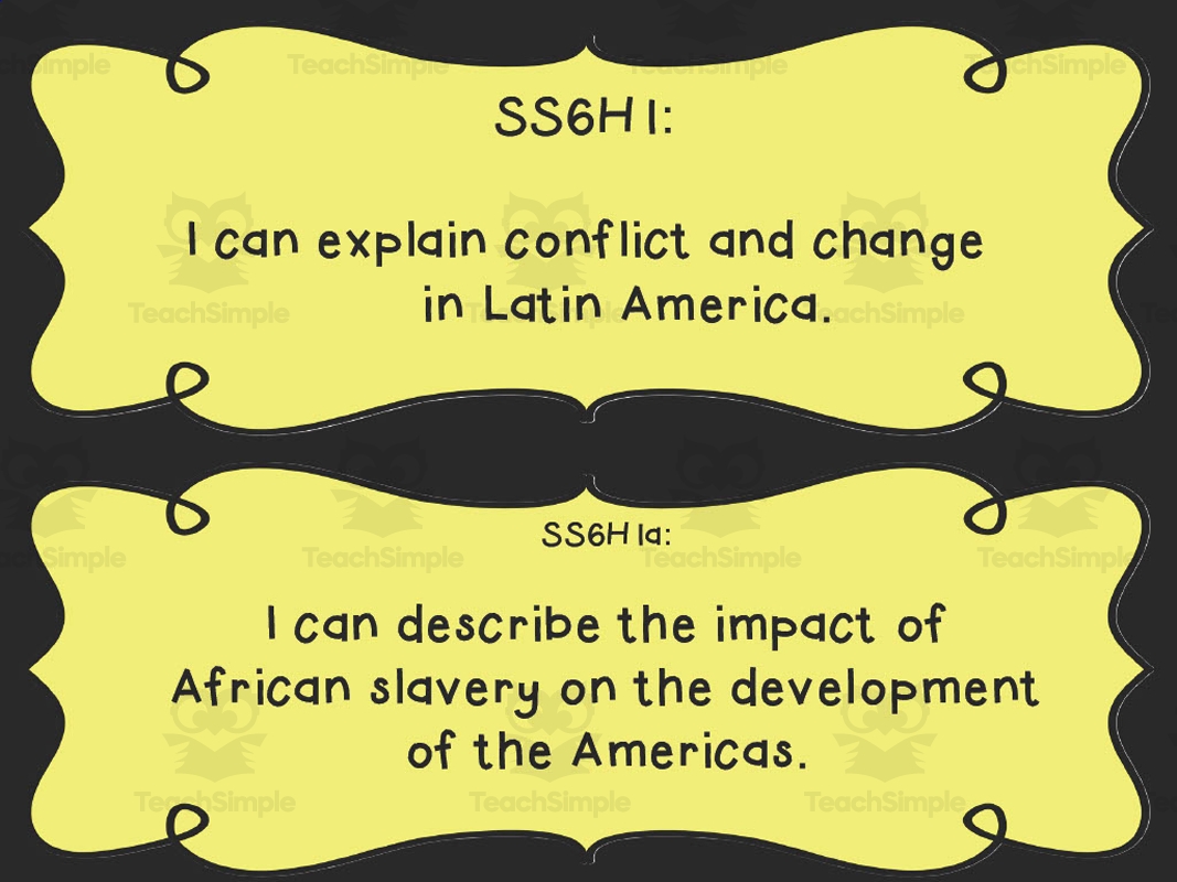 I Can Statement Anchor Charts 6th Grade Social Studies Georgia Standards By Teach Simple