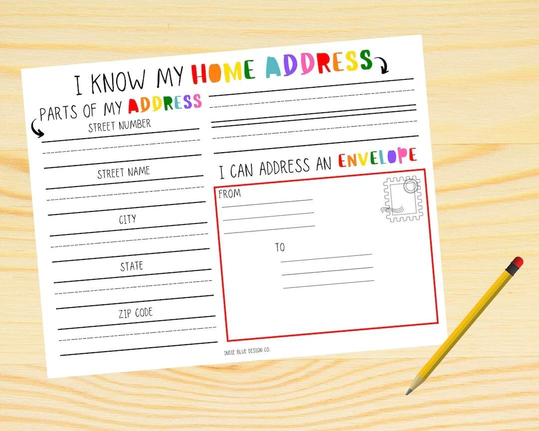 I Know My Home Address Worksheet Home Address Practice Learning Activity Homeschool Kids Printable Kids Safety Worksheet Etsy