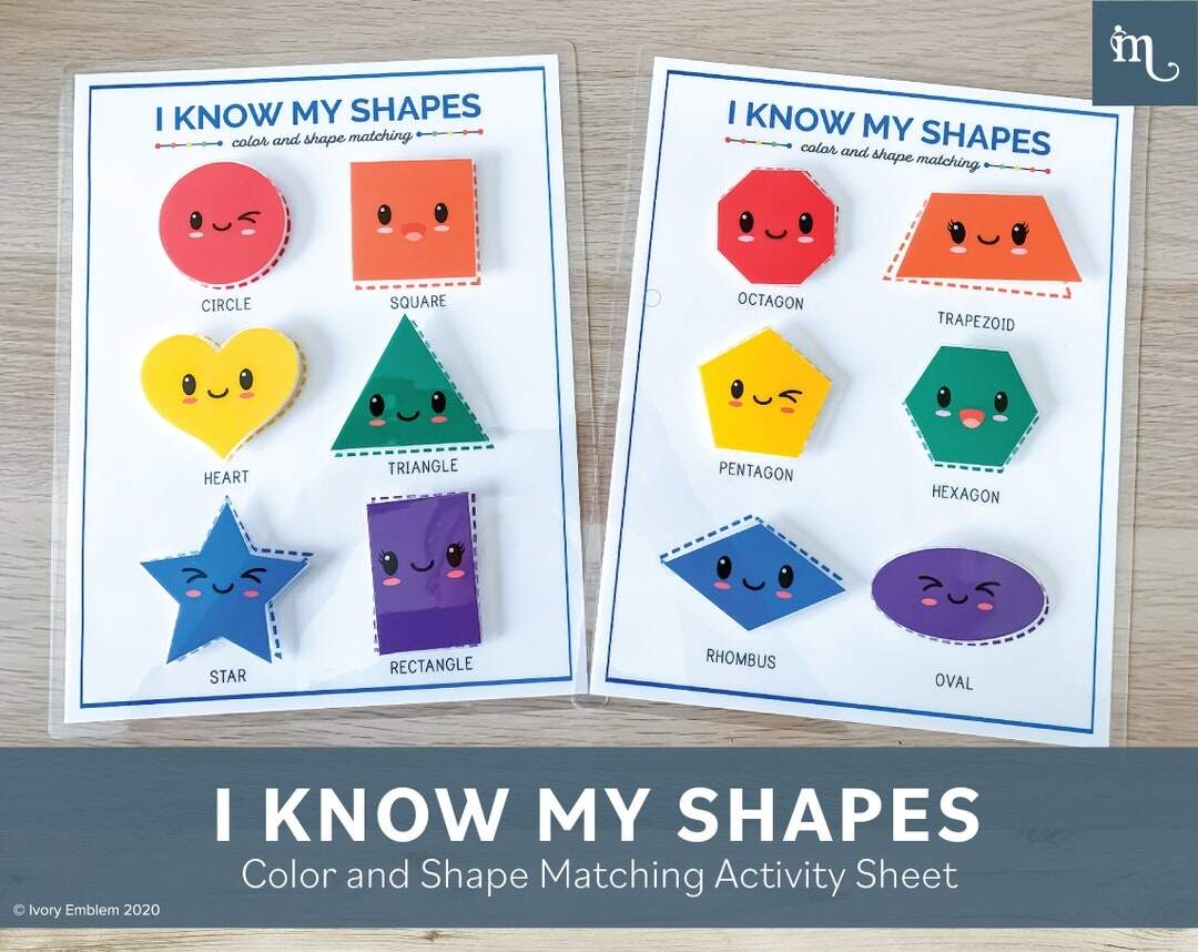 I Know My Shapes Shape And Color Matching Activity Sheet Busy Binder Etsy