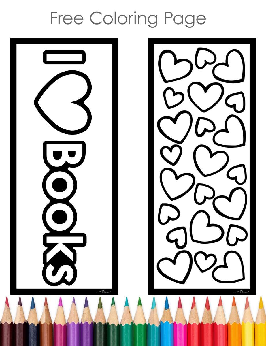 I Love Books Color Your Own DIY Bookmarks