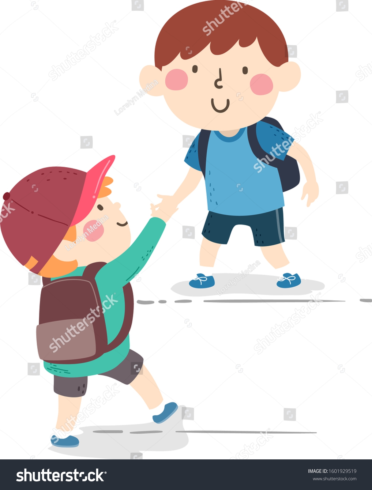 Illustration Kids Boys Helping Each Other Stock Vector Royalty Free 1601929519 Shutterstock
