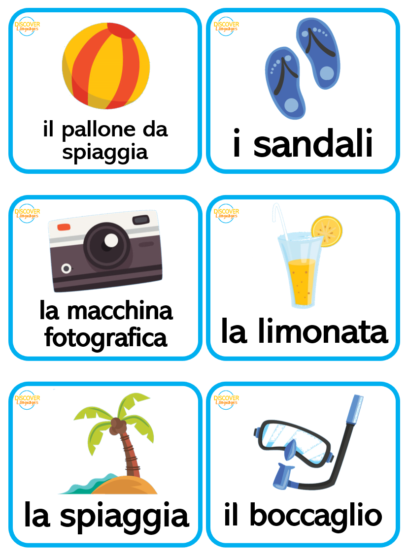 Italian Beginner Flashcards Summer Beach Vacation L Estate Vocabulary Made By Teachers
