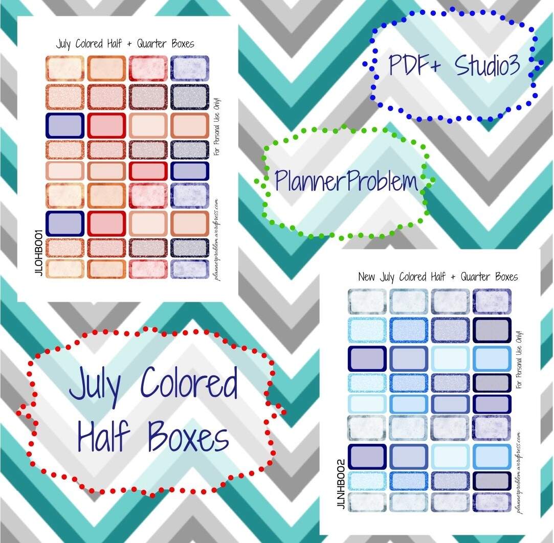 July Colored Half Boxes Free Printable Planner Stickers PlannerProblem July Colored Half Boxes Free Printable Planner Stickers PlannerProblem
