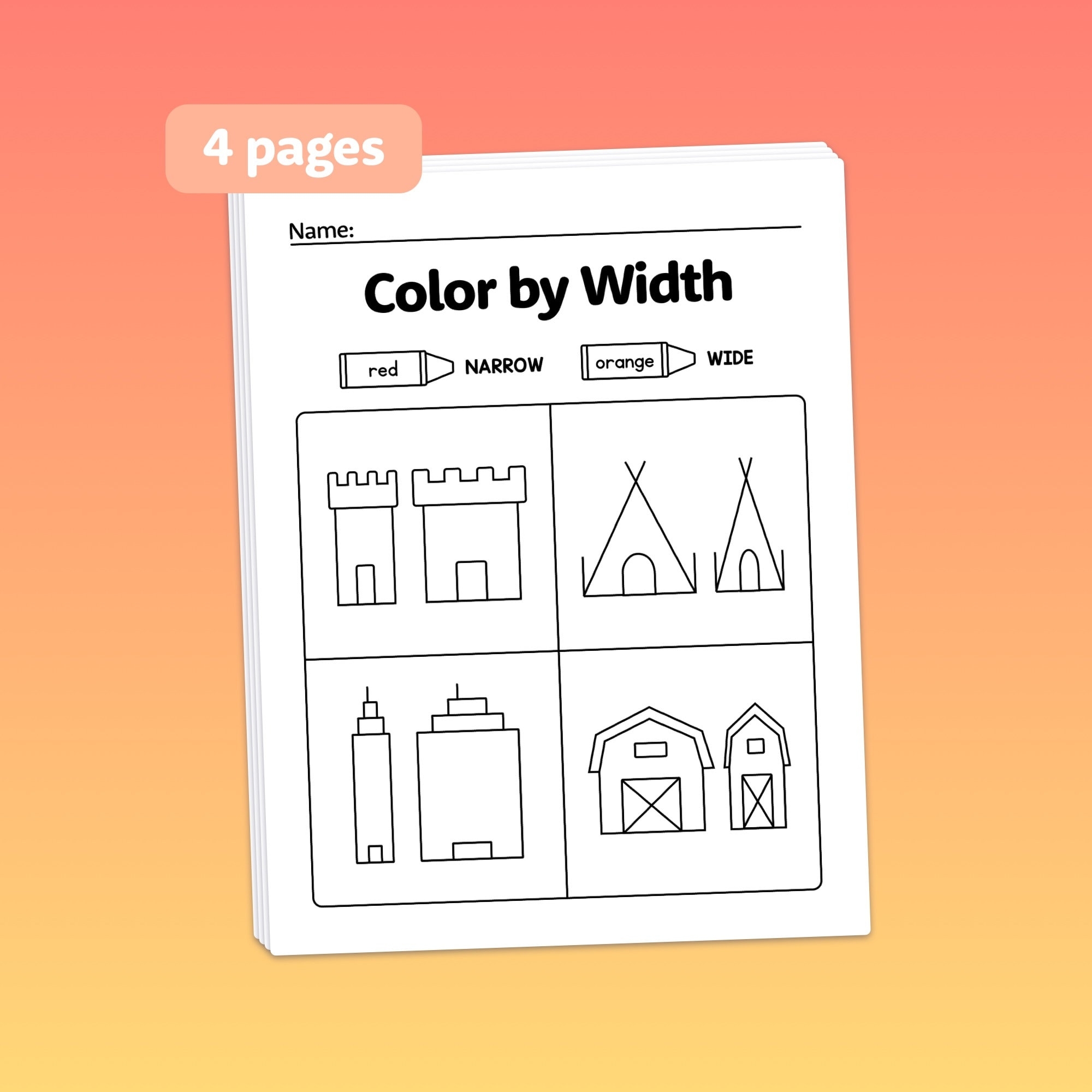 Kindergarten Measurement Worksheets Comparing Size Length Height Width Beginner Measurement Activities printable PDF Etsy