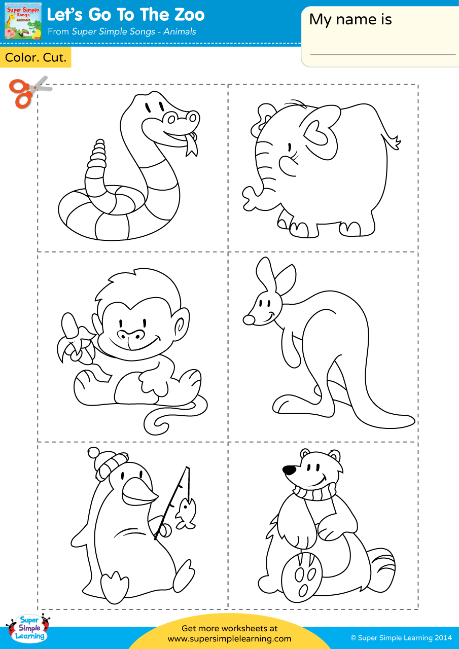 Let S Go To The Zoo Worksheet Color Cut Paste Super Simple Zoo Animals Sorting Activity Worksheet Free Printable Digital PDF
