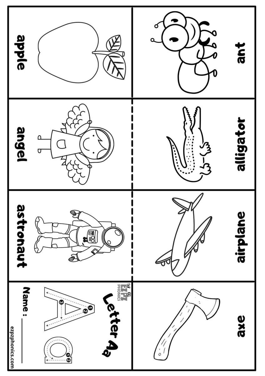 Letter A Mini Coloring Book Free Printable PDF Ezpzphonics