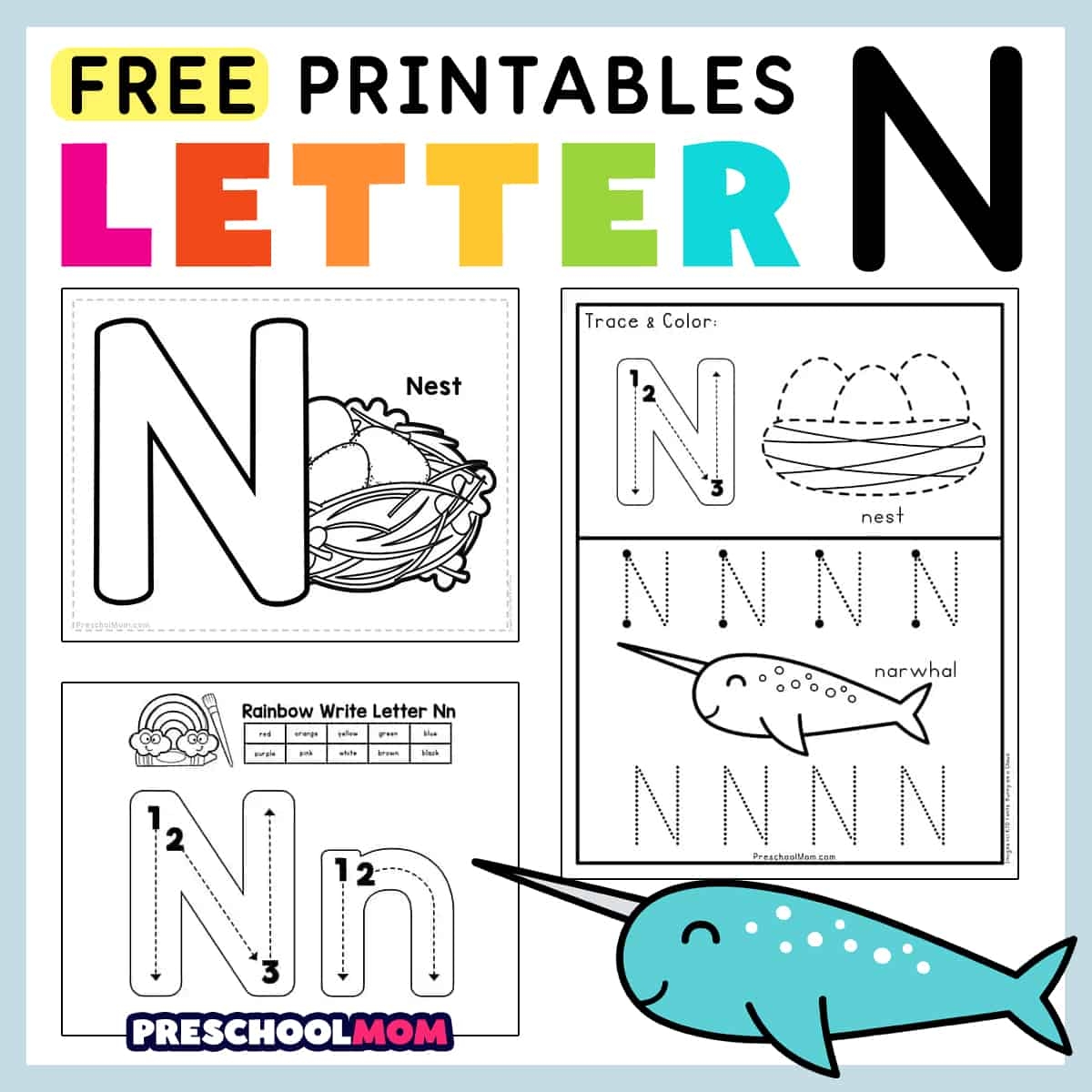 Free Letter N Alphabet Learning Worksheet For Preschool