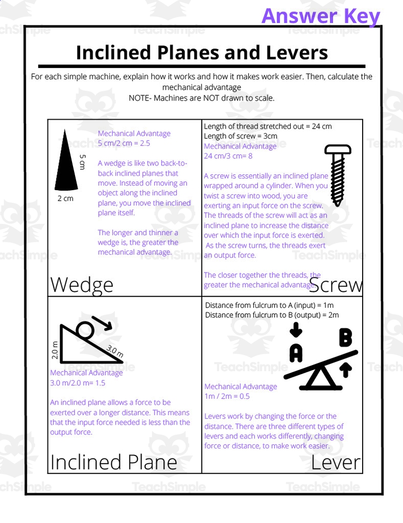 Levers And Inclined Planes Worksheet By Teach Simple Levers And Inclined Planes Worksheet By Teach Simple