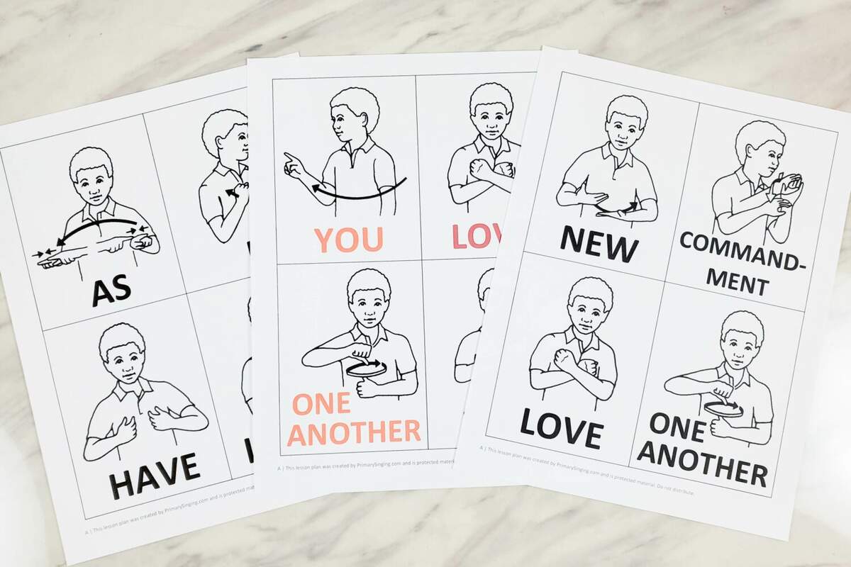 Love One Another ASL Cards Primary Singing